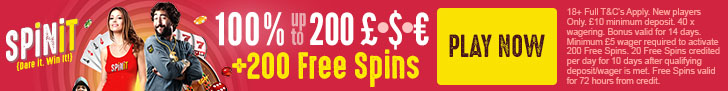 Spinit Welcome Bonus 100% up to 200 ENG ALL
